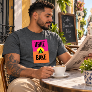 wake bake short sleeve unisex t shirt lifestyle photo
